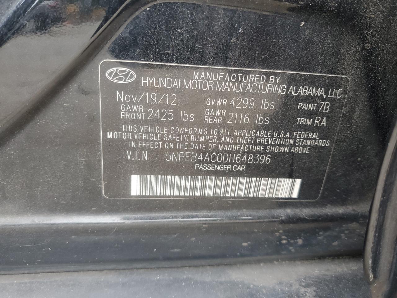 2013 HYUNDAI SONATA