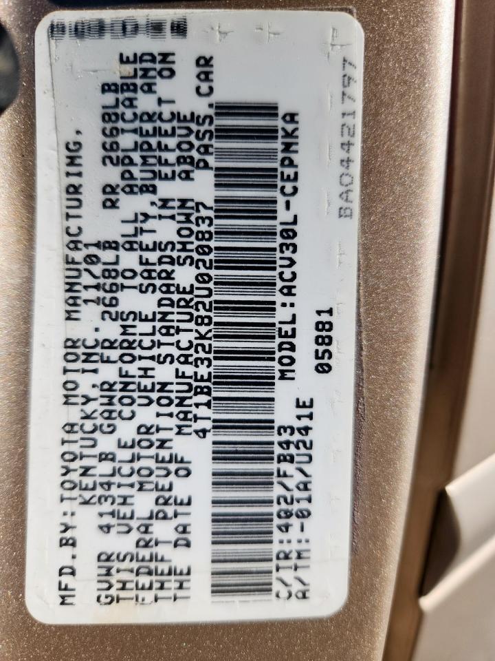 2002 TOYOTA CAMRY