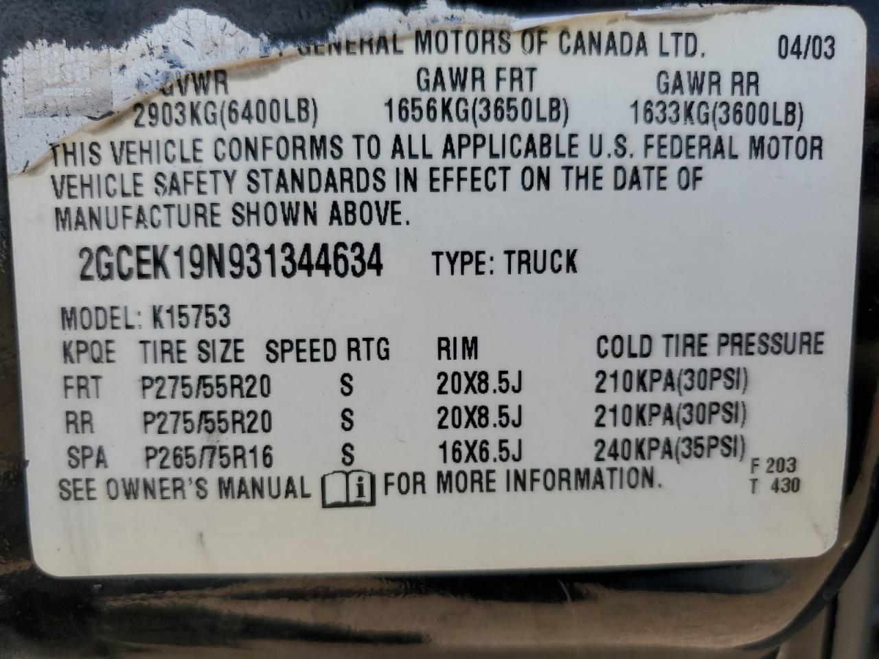 2003 CHEVROLET Silverado