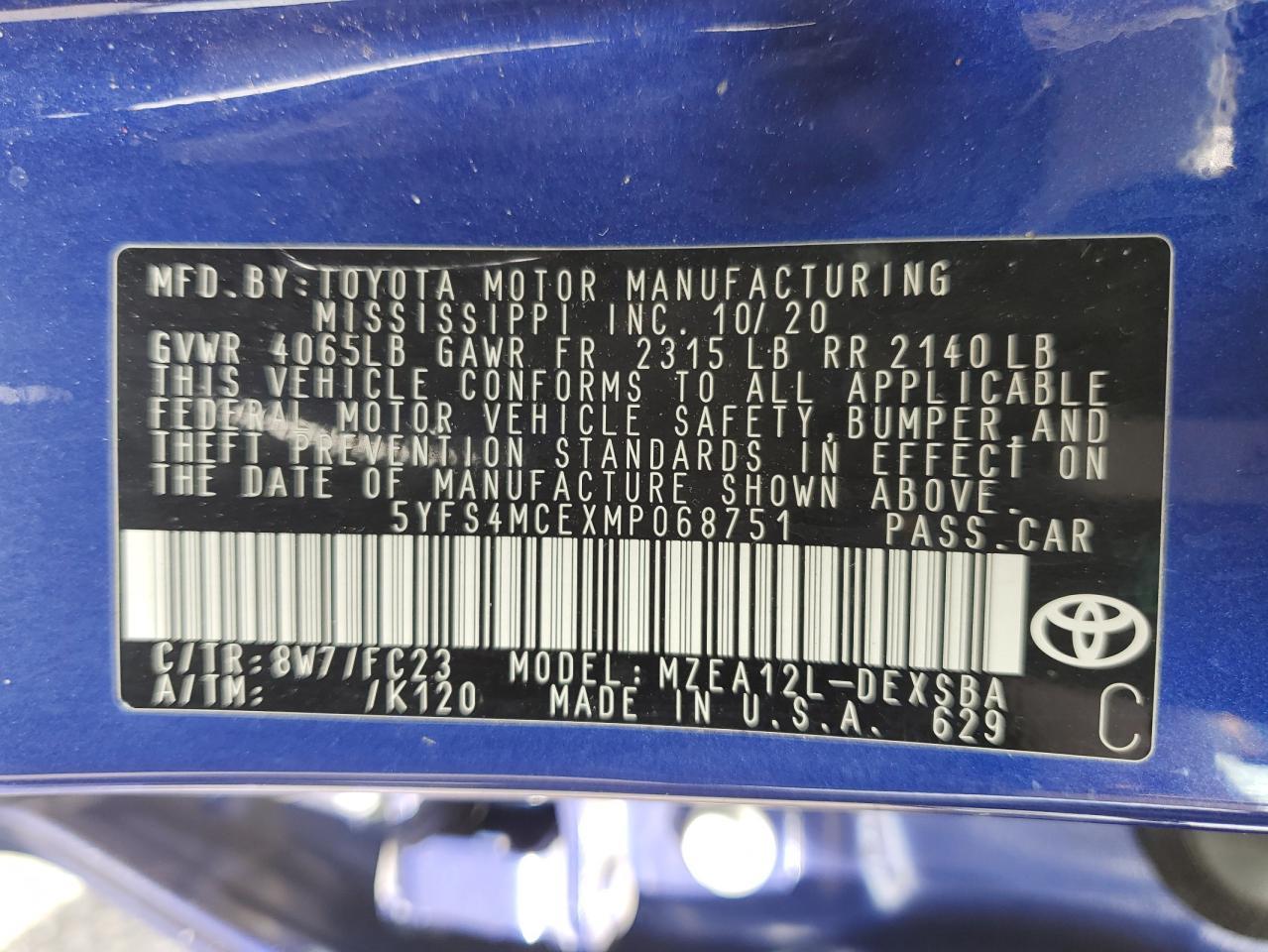 2020 TOYOTA COROLLA