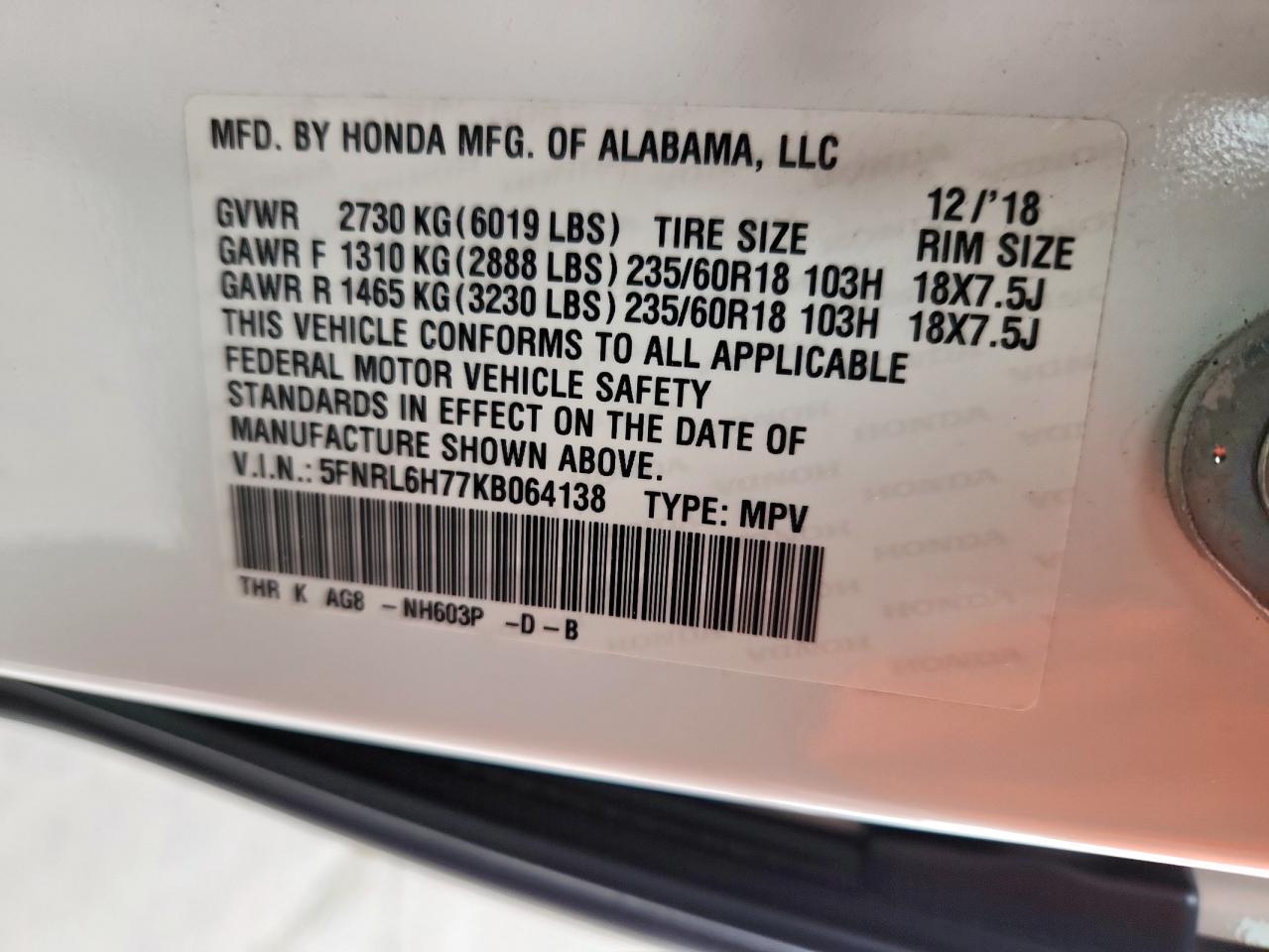 2019 HONDA ODYSSEY
