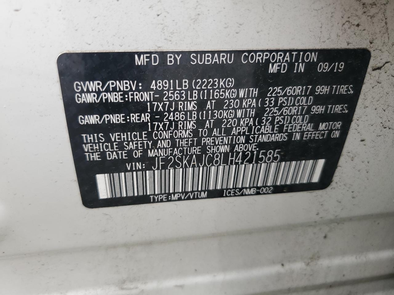 2020 SUBARU FORESTER