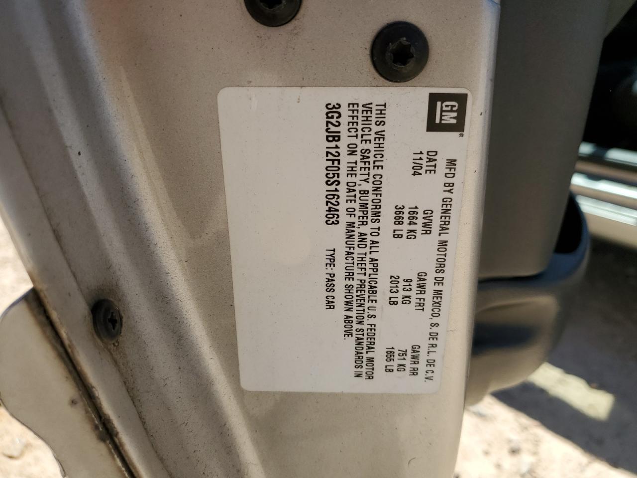 2005 PONTIAC SUNFIRE