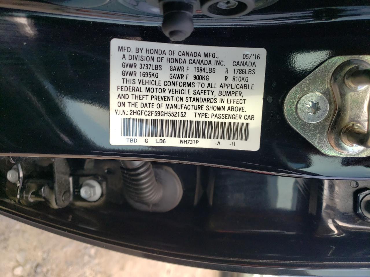 2016 HONDA CIVIC