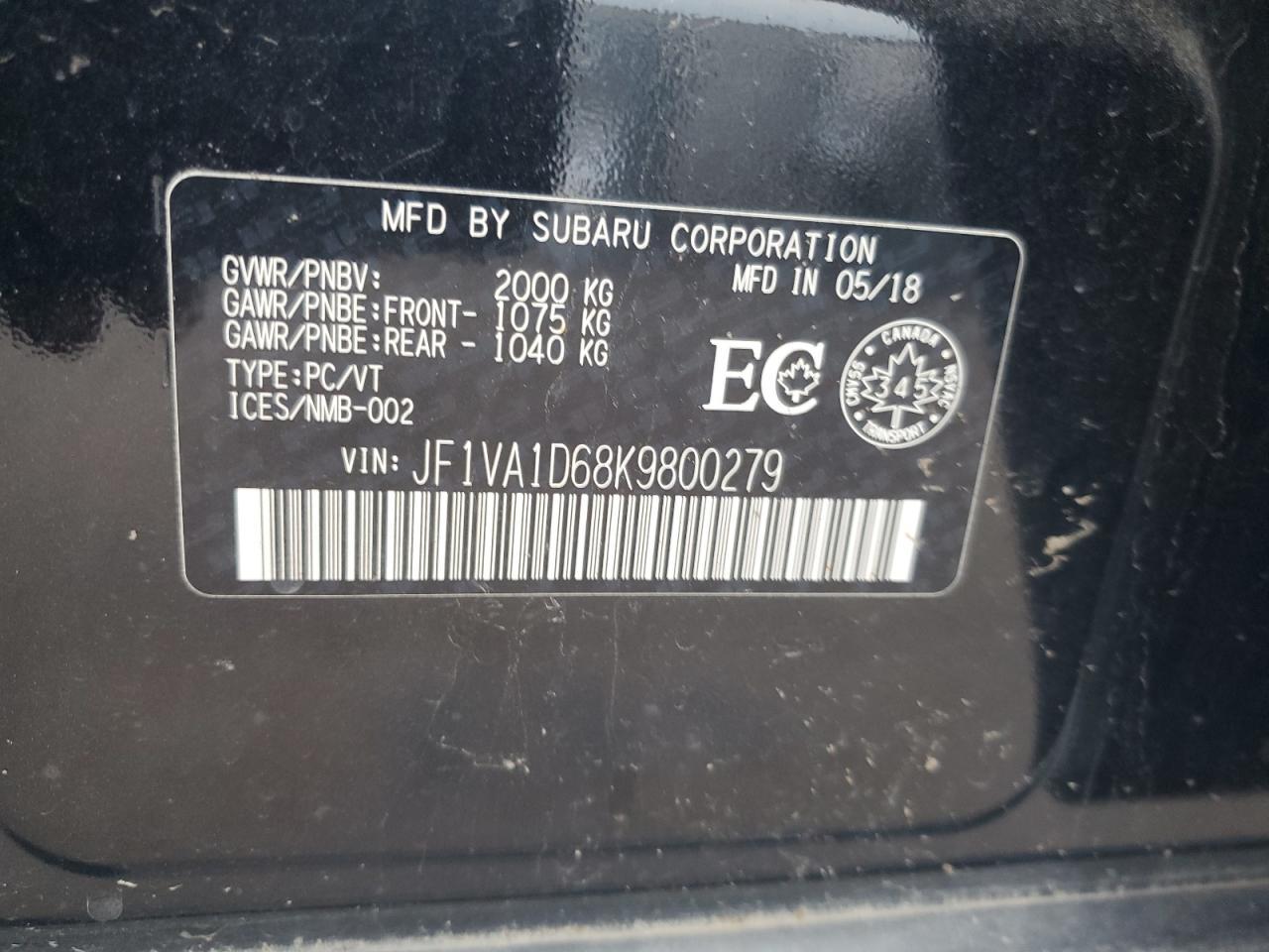 2019 SUBARU WRX