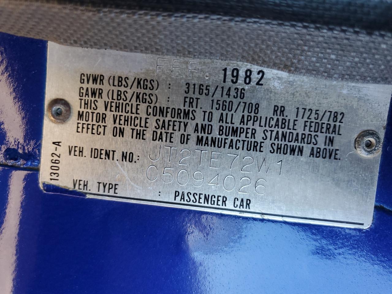 1982 TOYOTA COROLLA