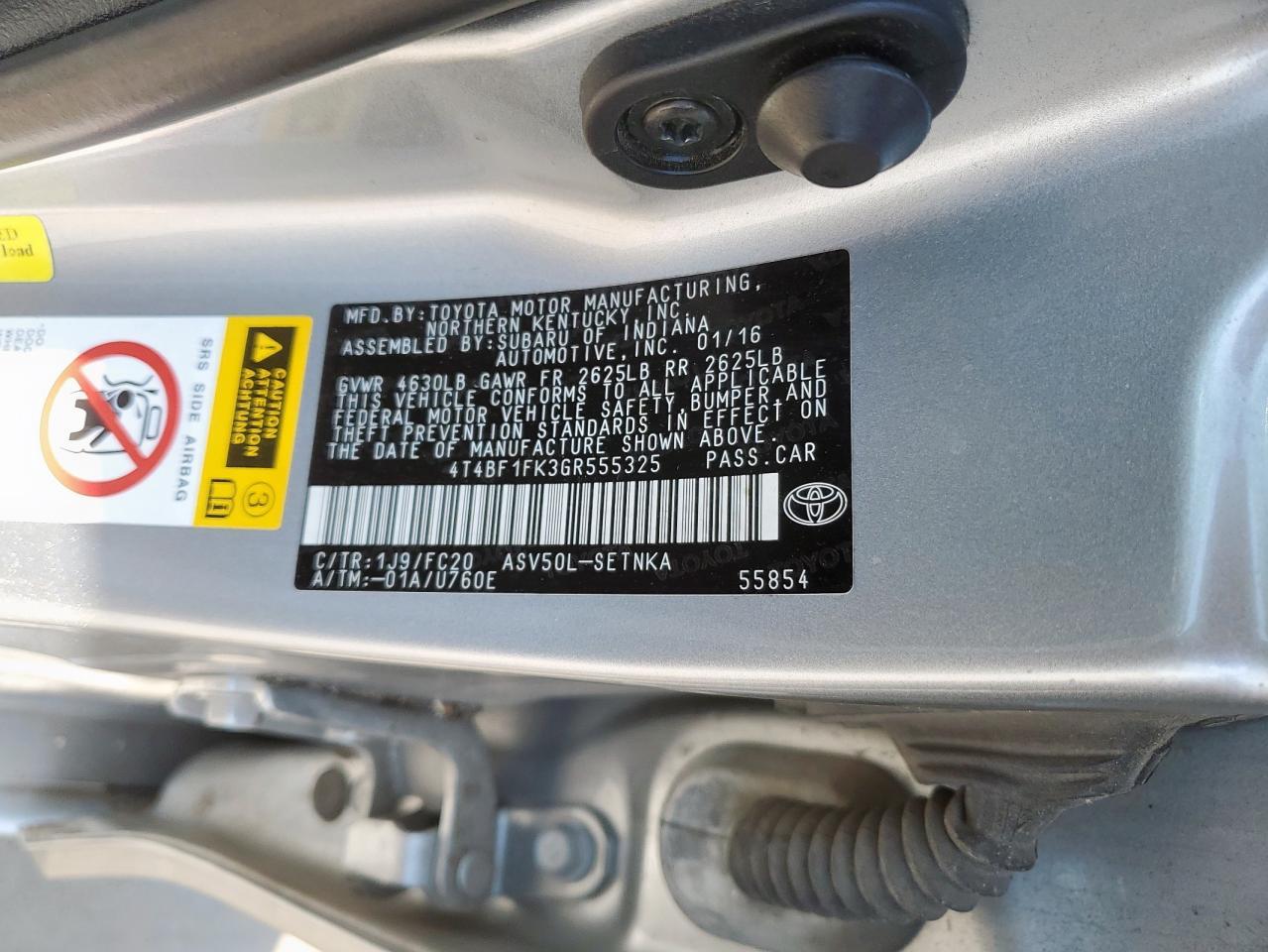 2016 TOYOTA CAMRY