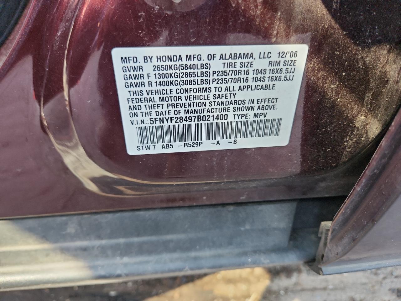 2007 HONDA PILOT