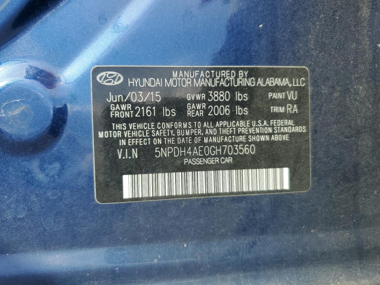 2016 HYUNDAI ELANTRA