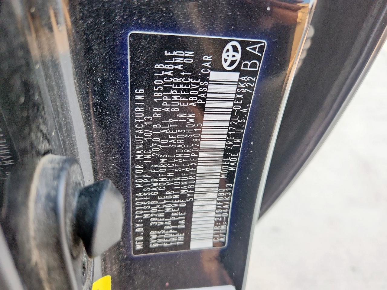 2014 TOYOTA COROLLA