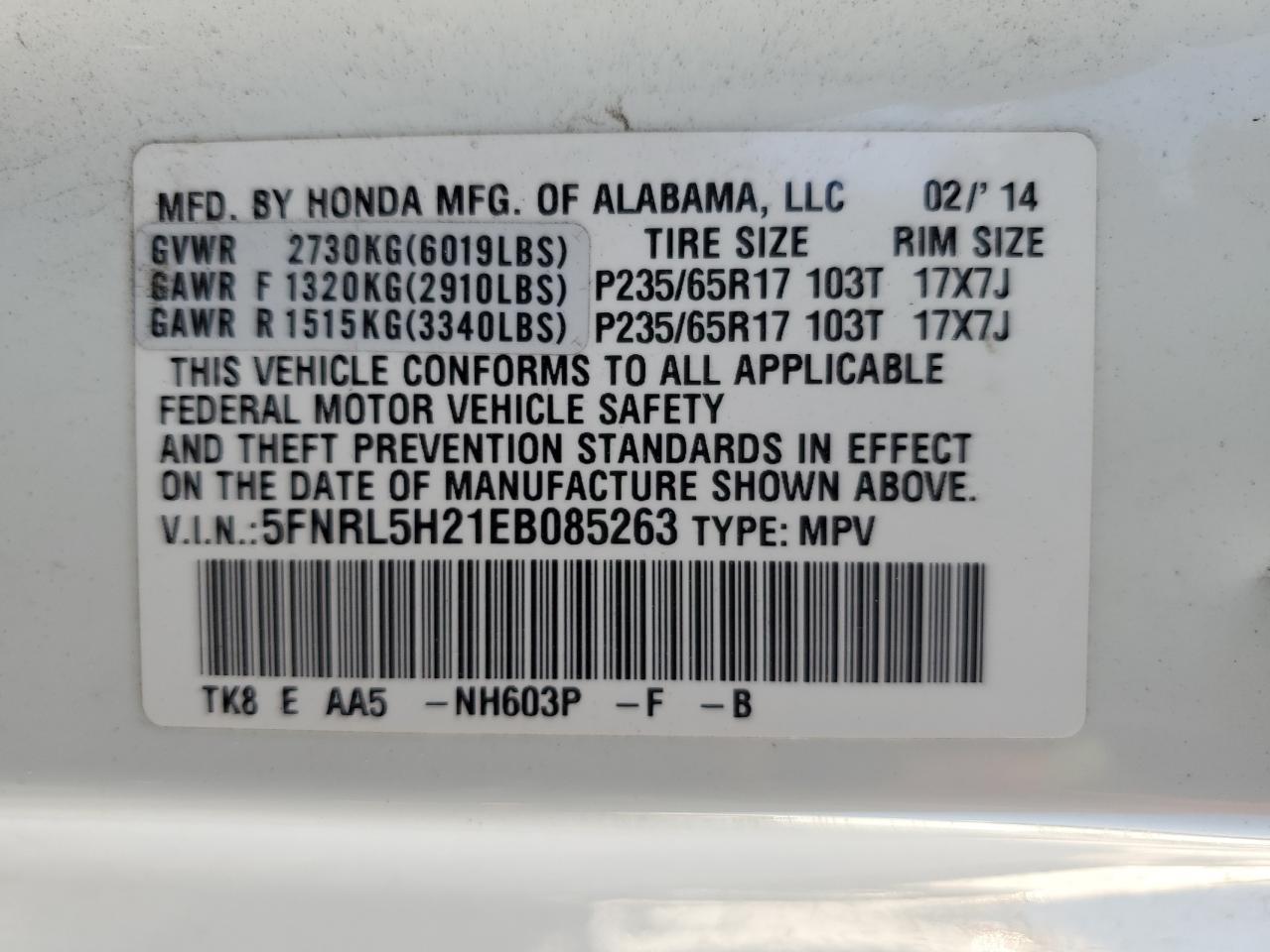 2014 HONDA ODYSSEY