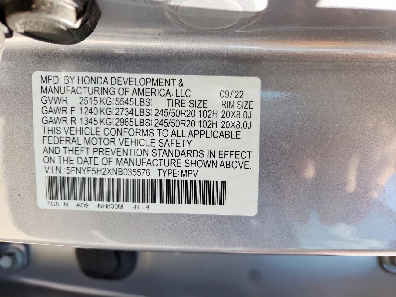 2022 HONDA PILOT