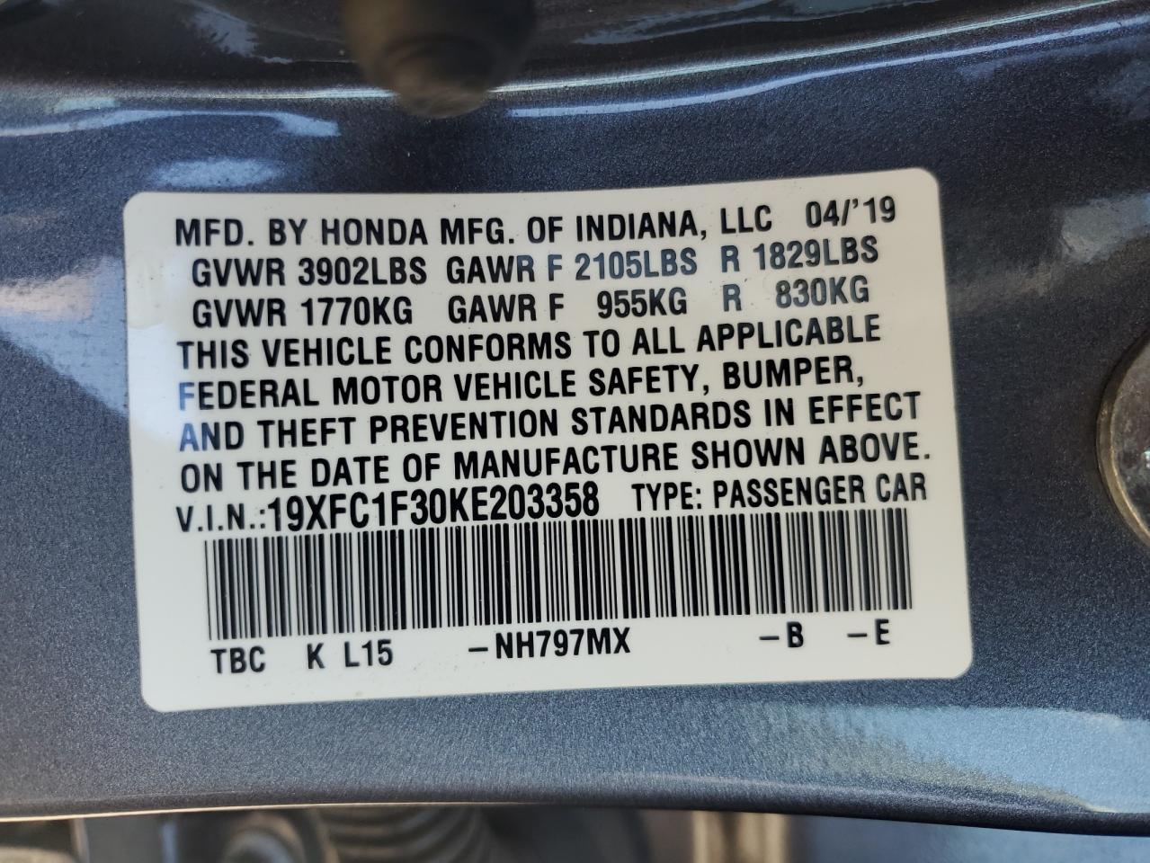 2019 HONDA CIVIC