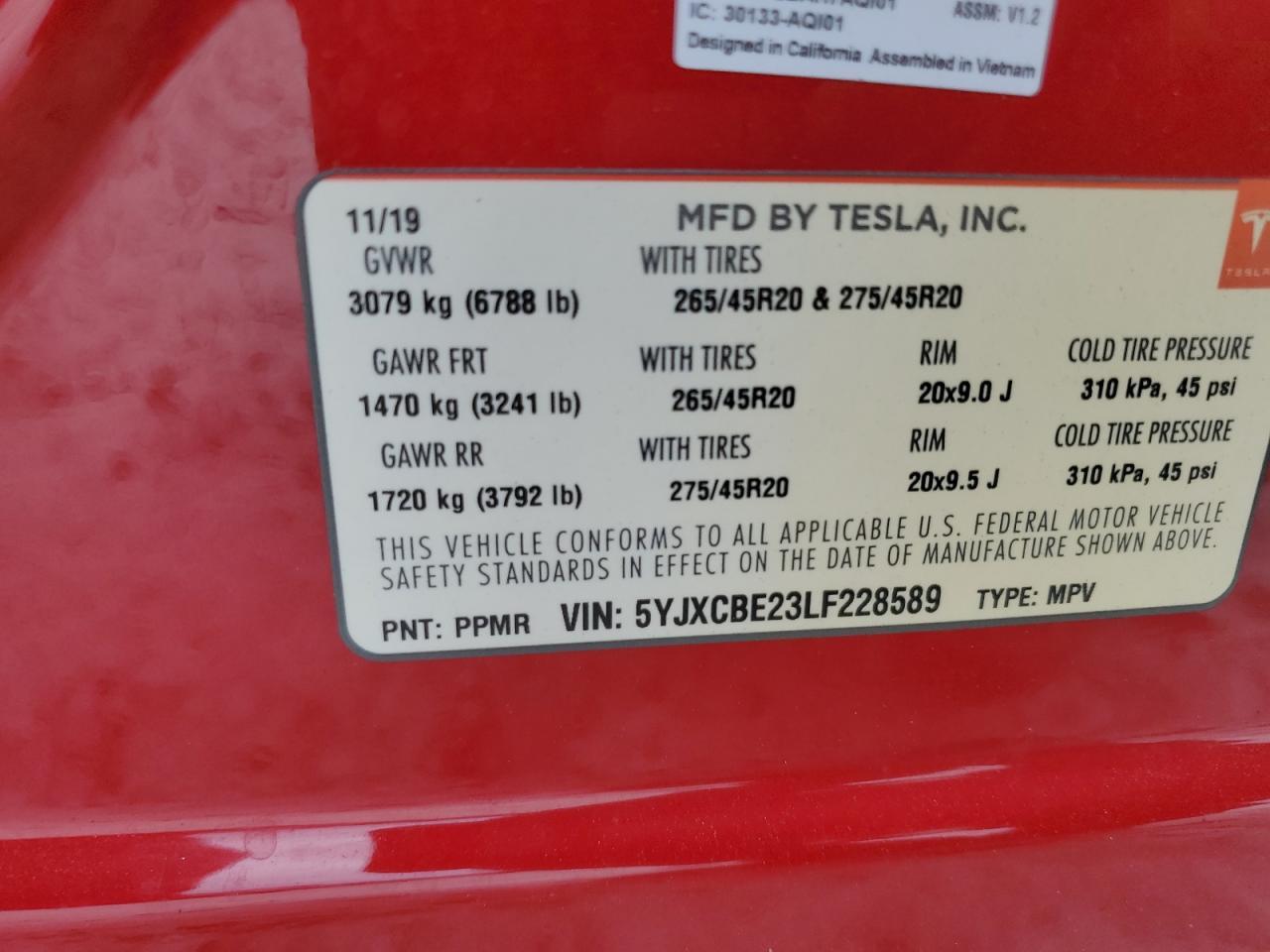 2020 TESLA MODEL X