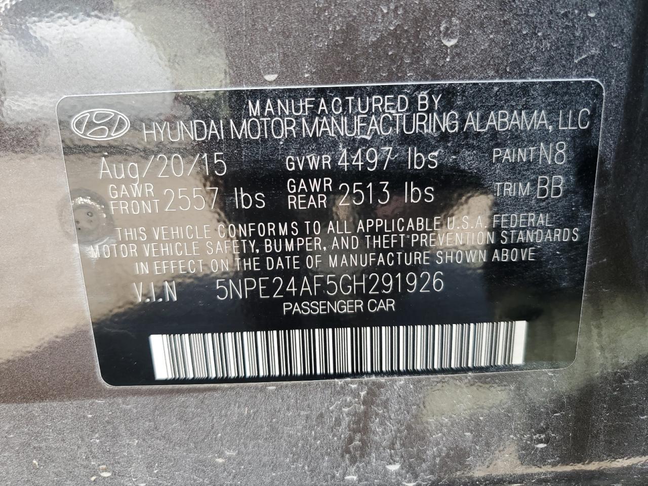 2016 HYUNDAI SONATA