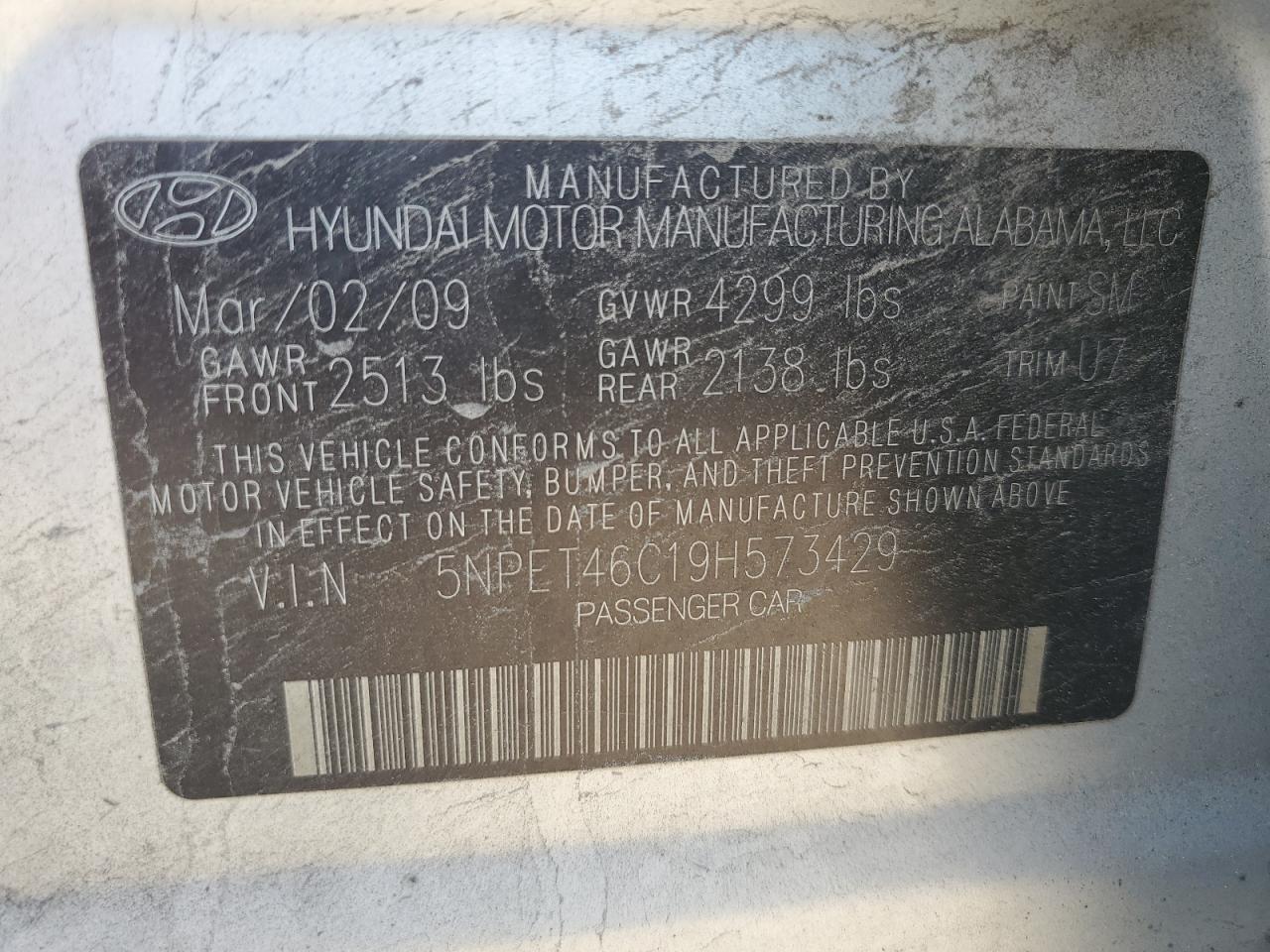 2009 HYUNDAI SONATA