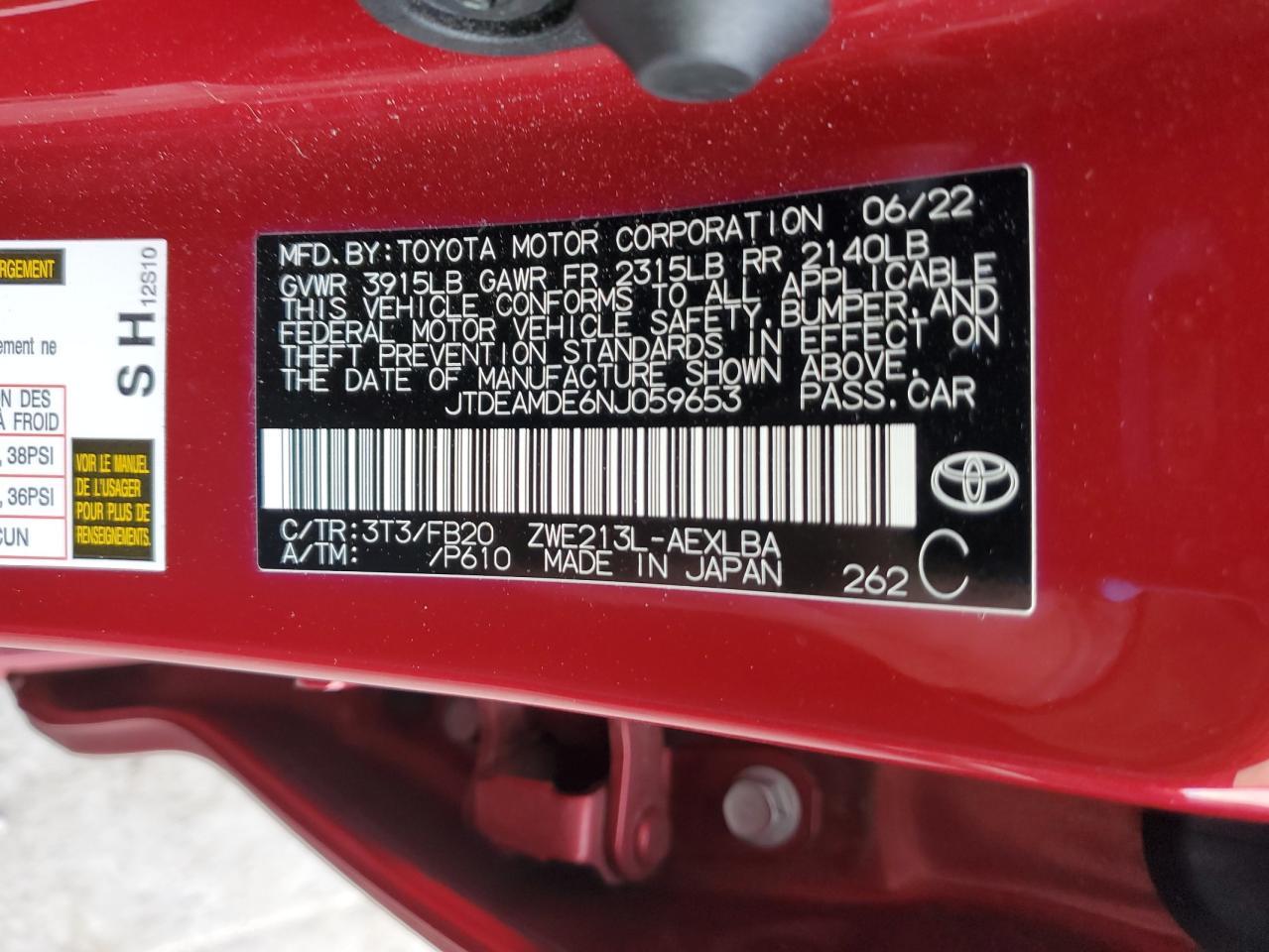 2022 TOYOTA COROLLA