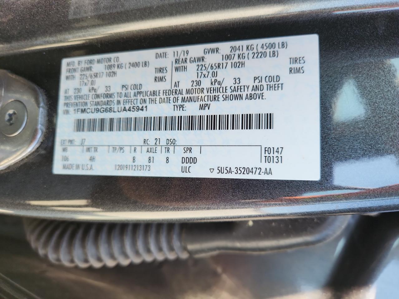 2020 FORD ESCAPE
