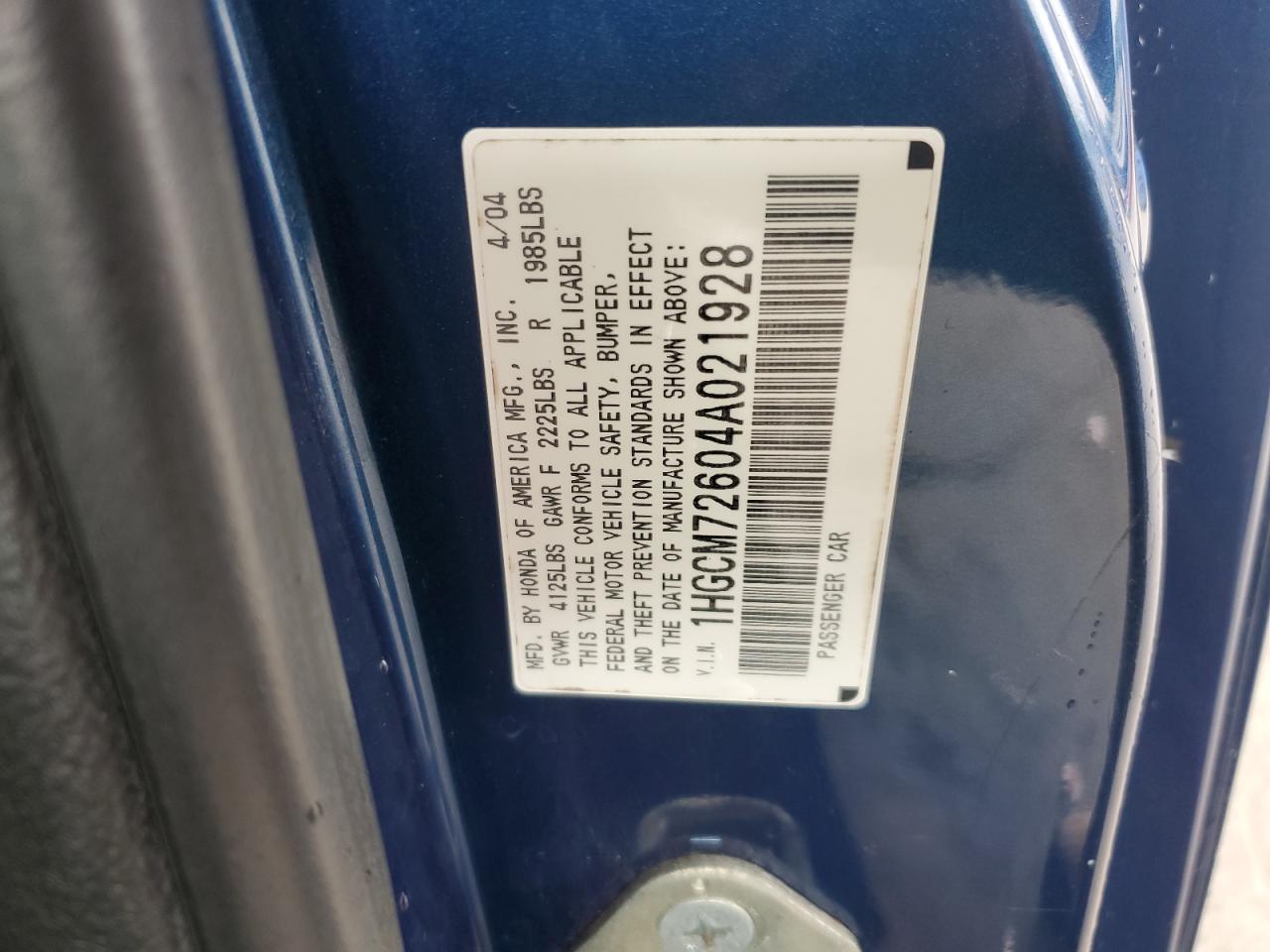 2004 HONDA ACCORD
