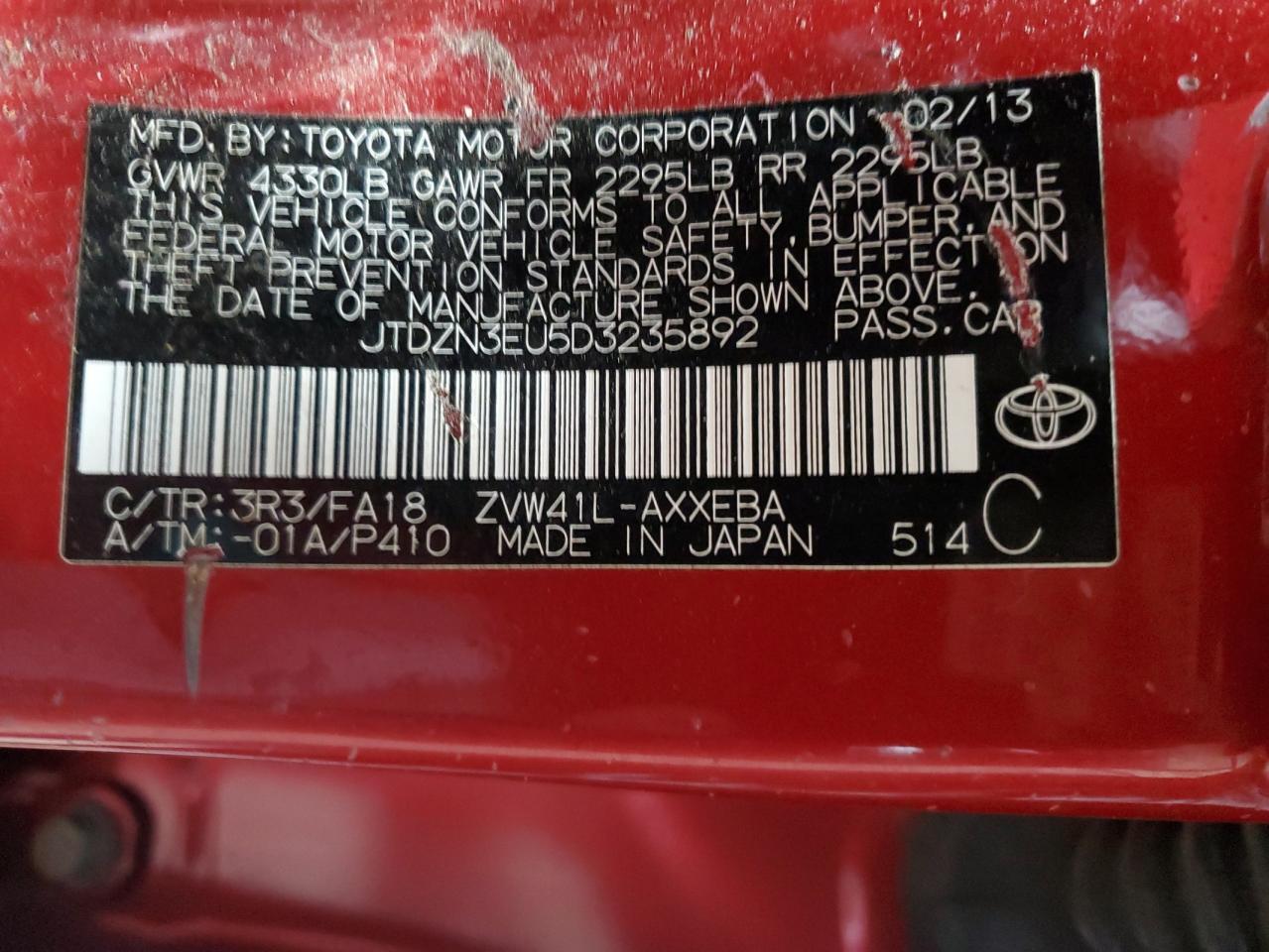 2013 TOYOTA PRIUS V