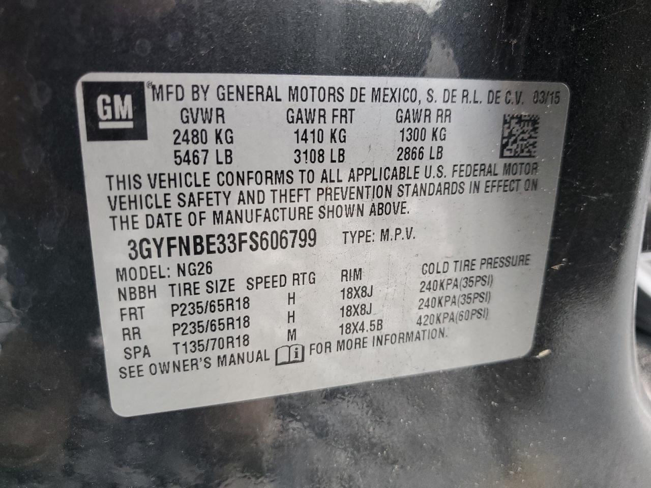 2015 CADILLAC SRX