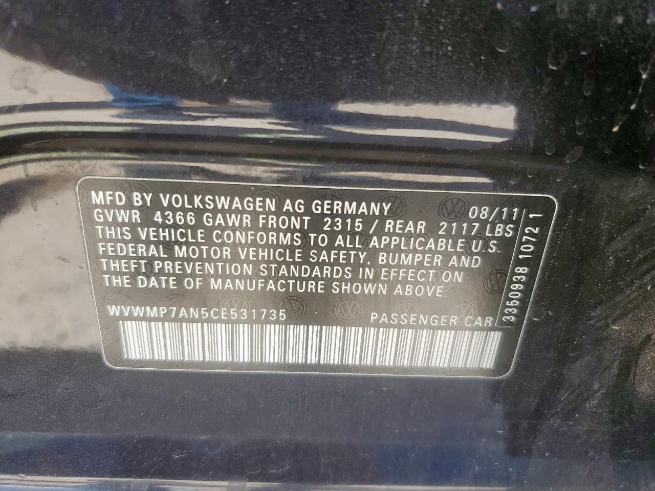 2012 VOLKSWAGEN CC