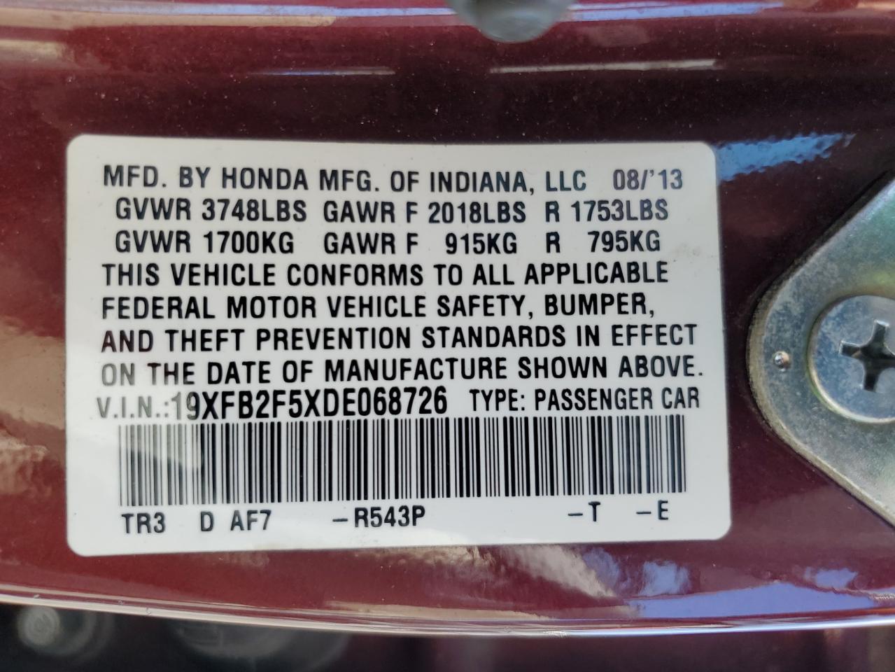 2013 HONDA CIVIC