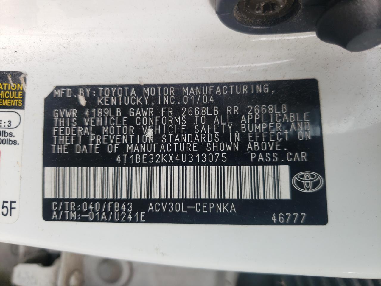 2004 TOYOTA CAMRY