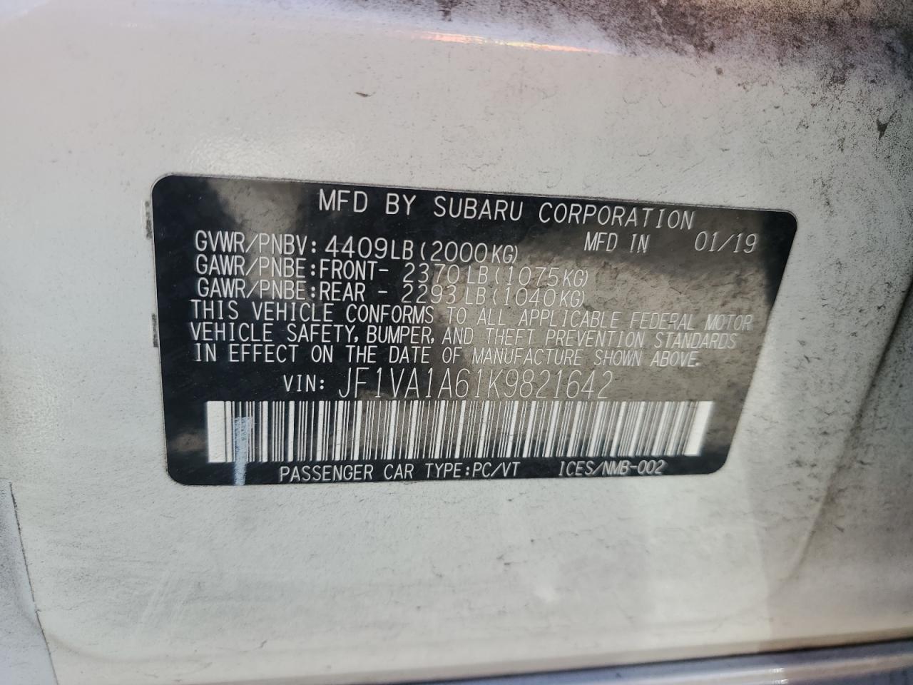 2019 SUBARU WRX