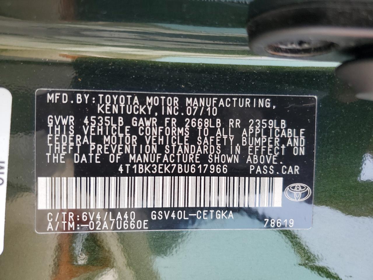2011 TOYOTA CAMRY