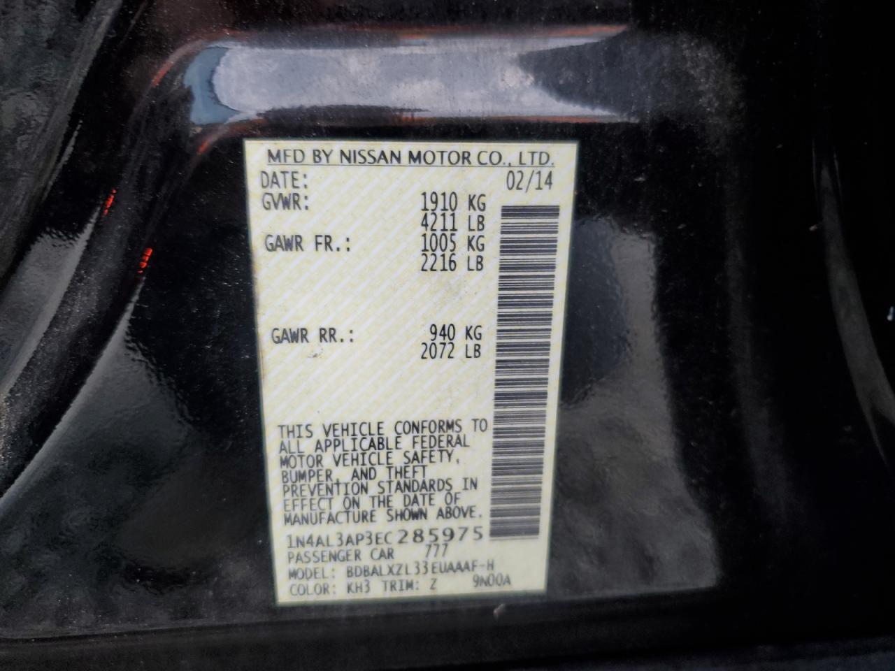 2014 NISSAN ALTIMA