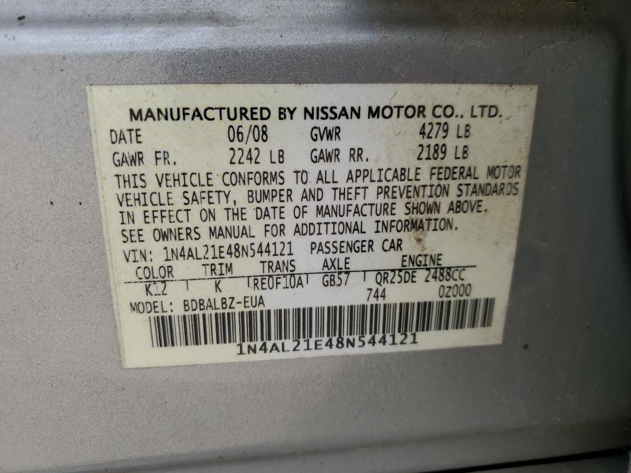 2008 NISSAN ALTIMA