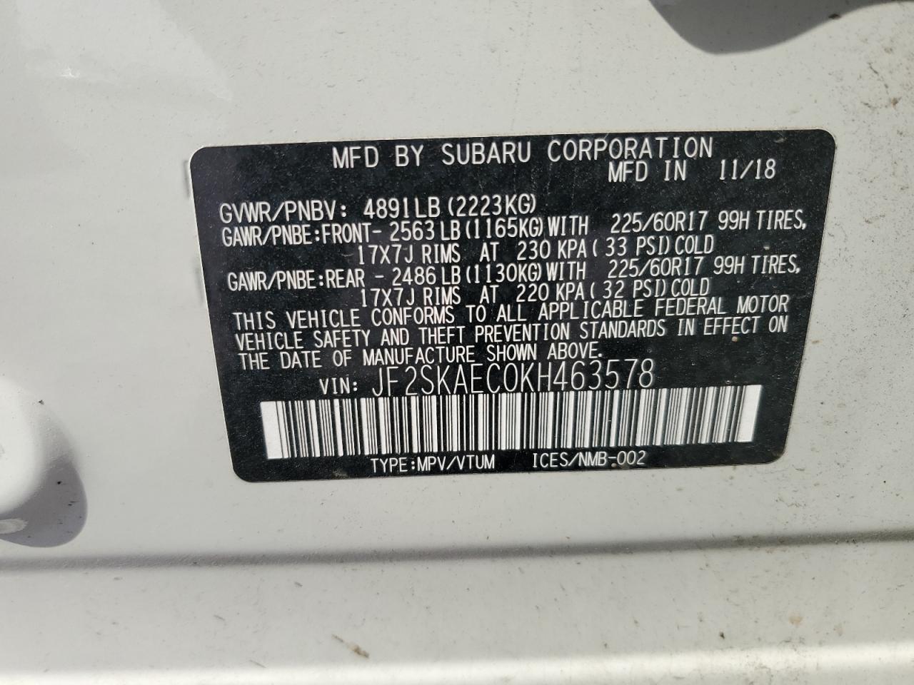 2019 SUBARU FORESTER