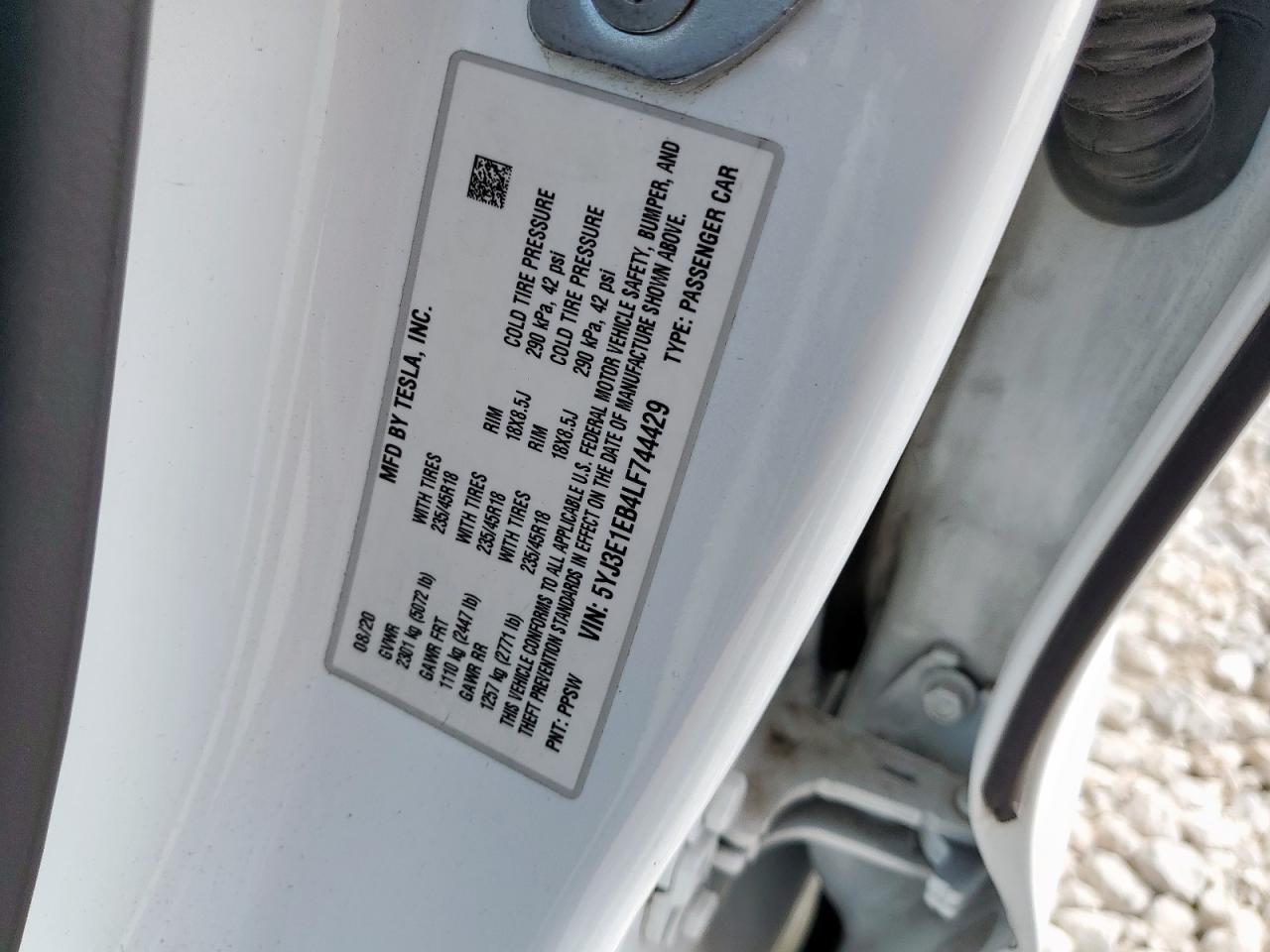 2020 TESLA MODEL 3