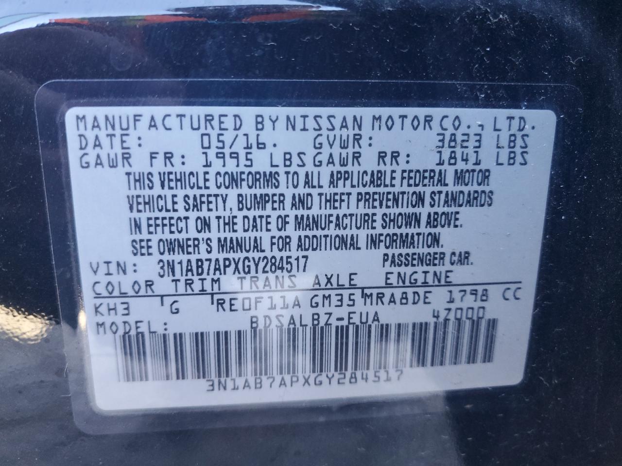 2016 NISSAN SENTRA