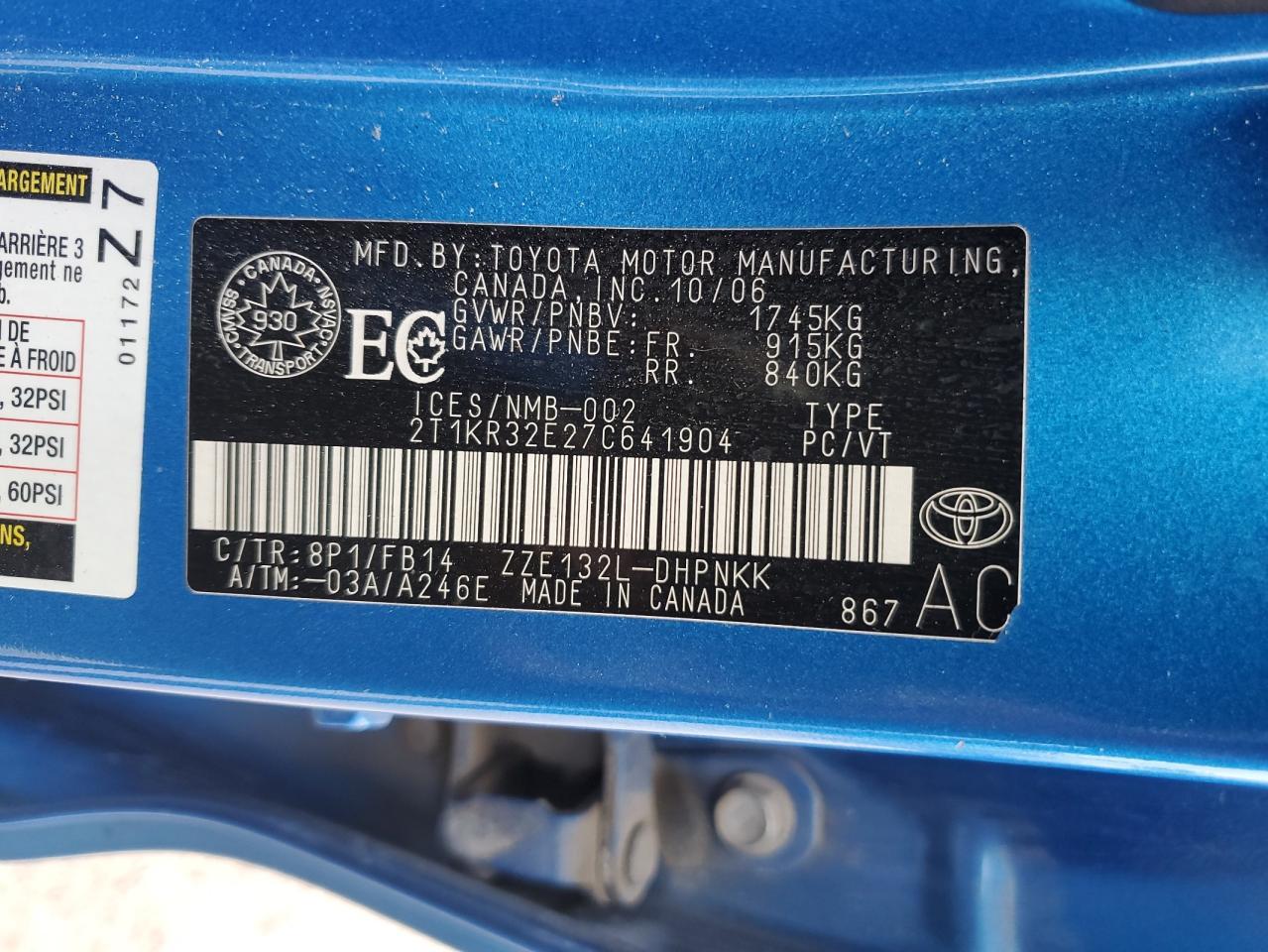 2007 TOYOTA COROLLA