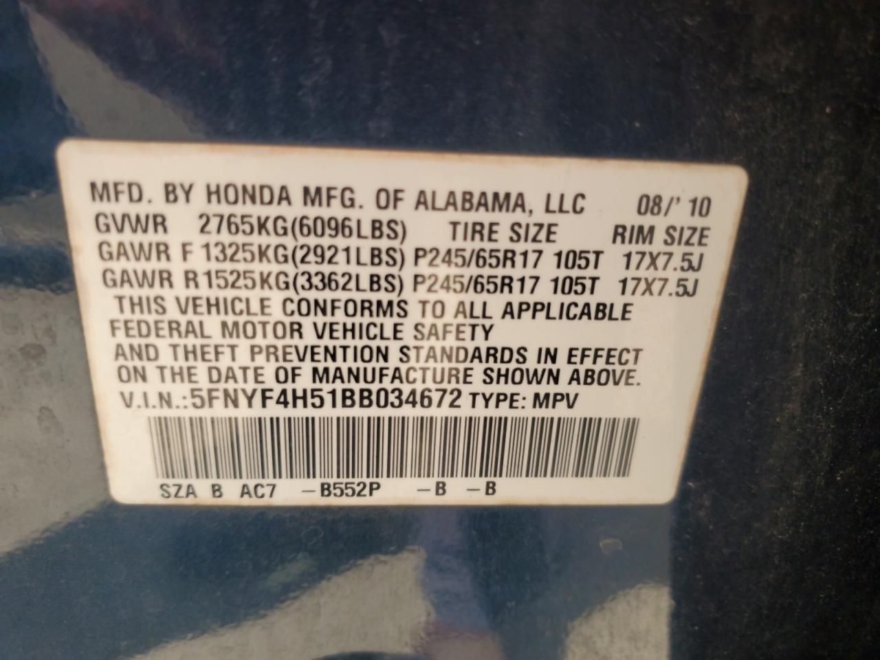 2011 HONDA PILOT