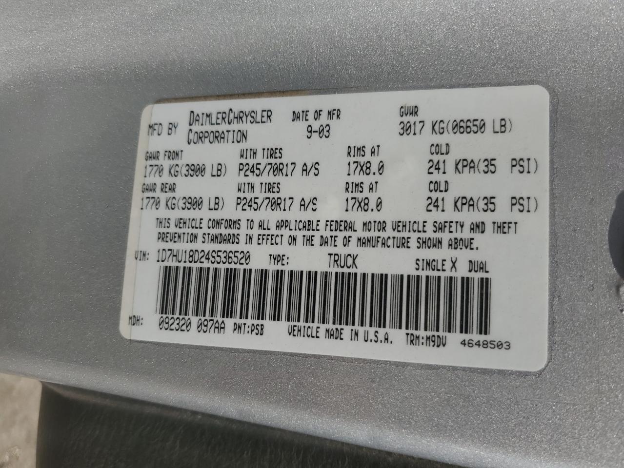 2004 DODGE RAM 1500