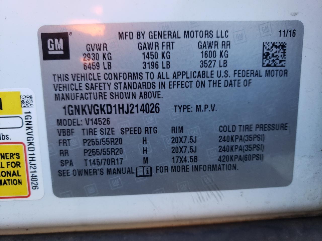 2017 CHEVROLET TRAVERSE