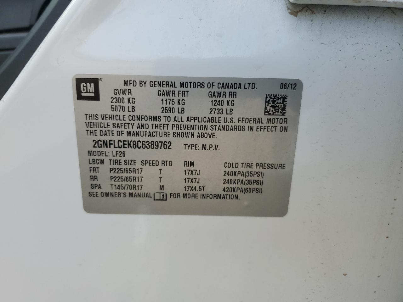 2012 CHEVROLET EQUINOX