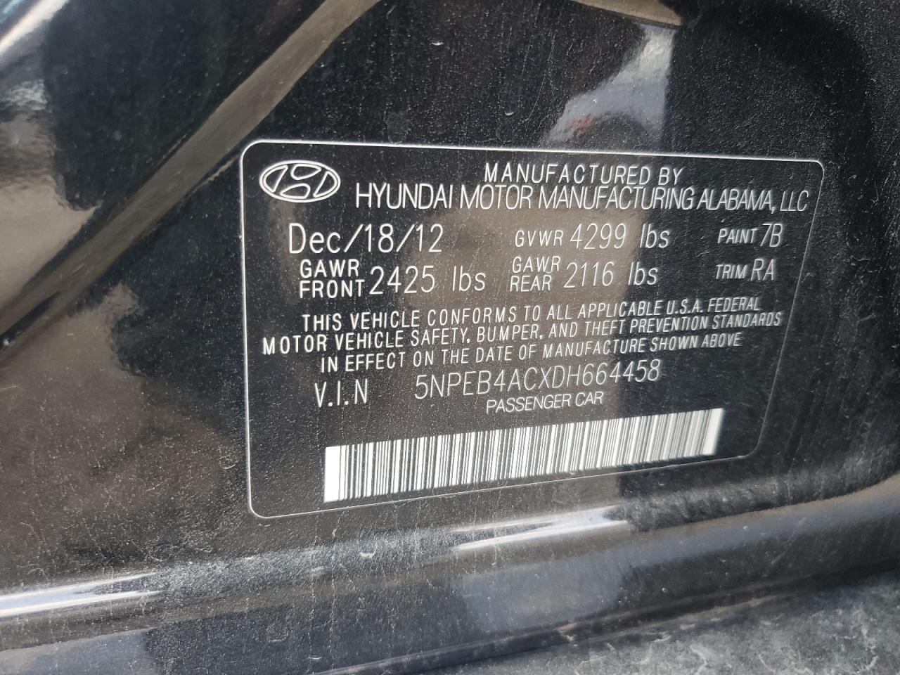 2013 HYUNDAI SONATA