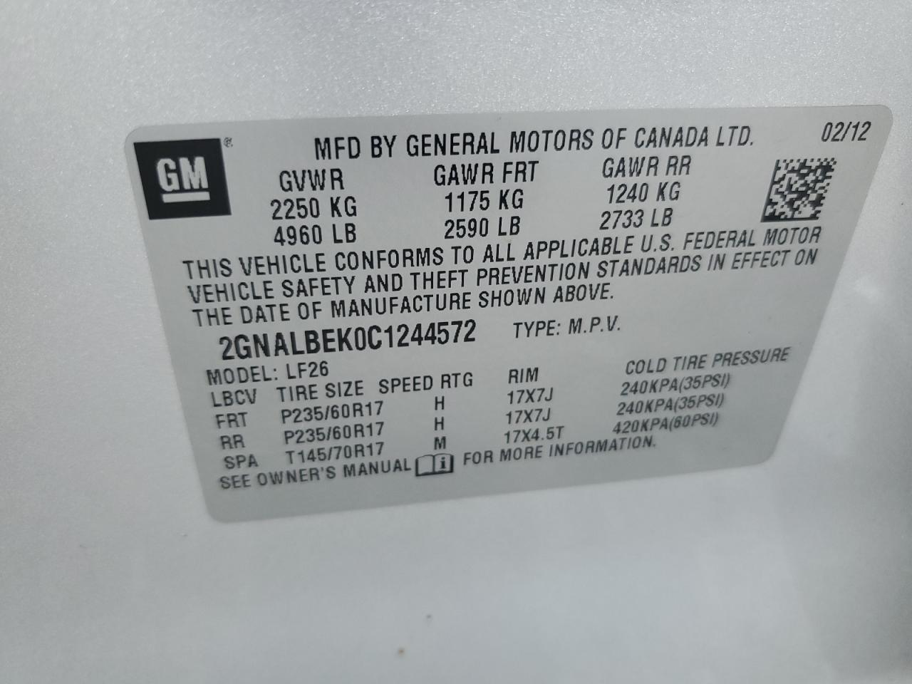 2012 CHEVROLET EQUINOX