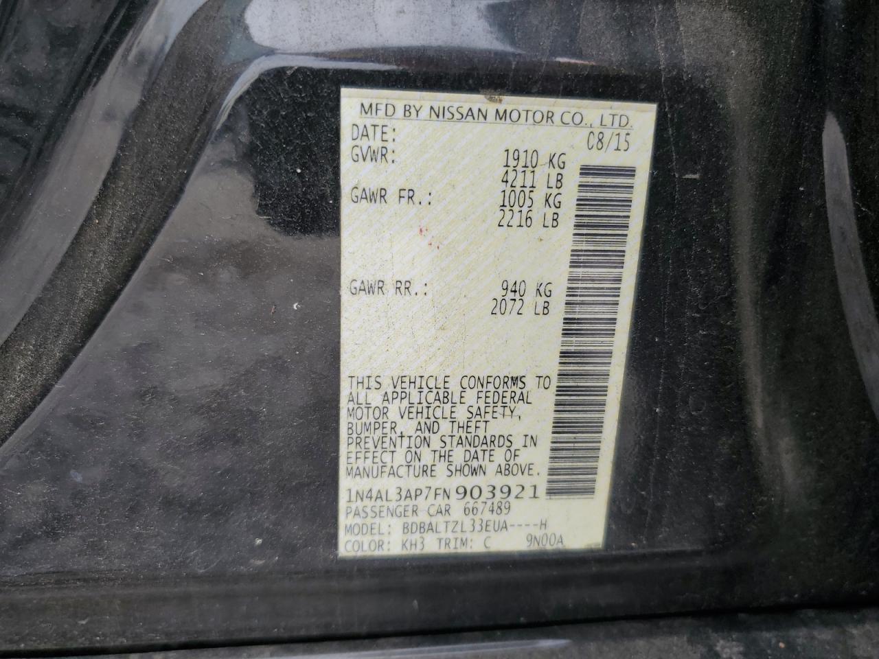 2015 NISSAN ALTIMA