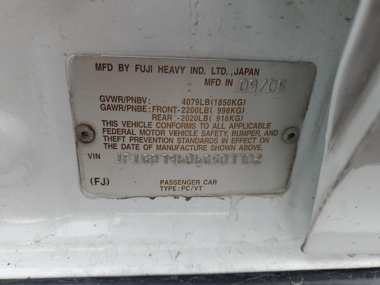 2006 SUBARU IMPREZA