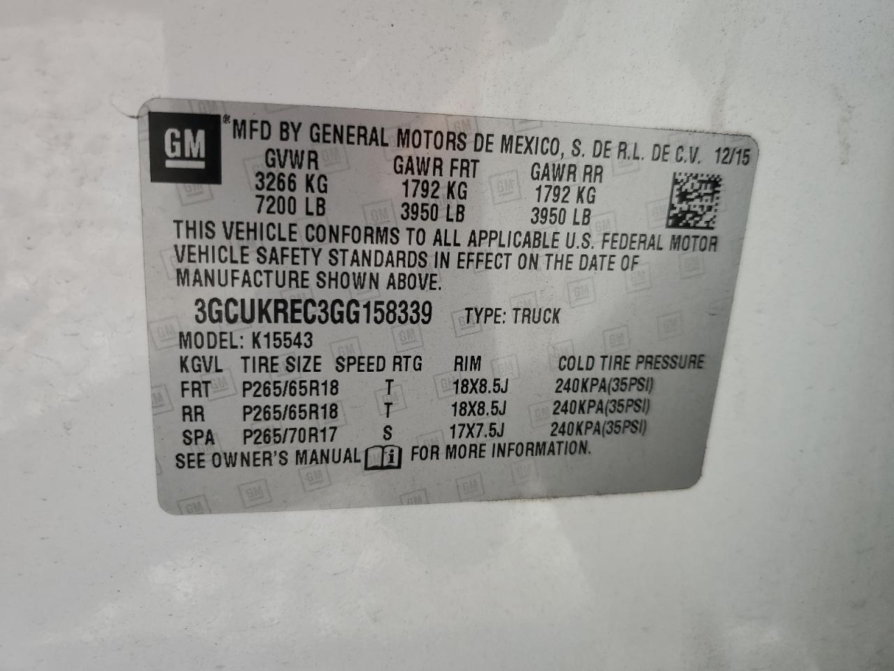 2016 CHEVROLET SILVERADO 1500
