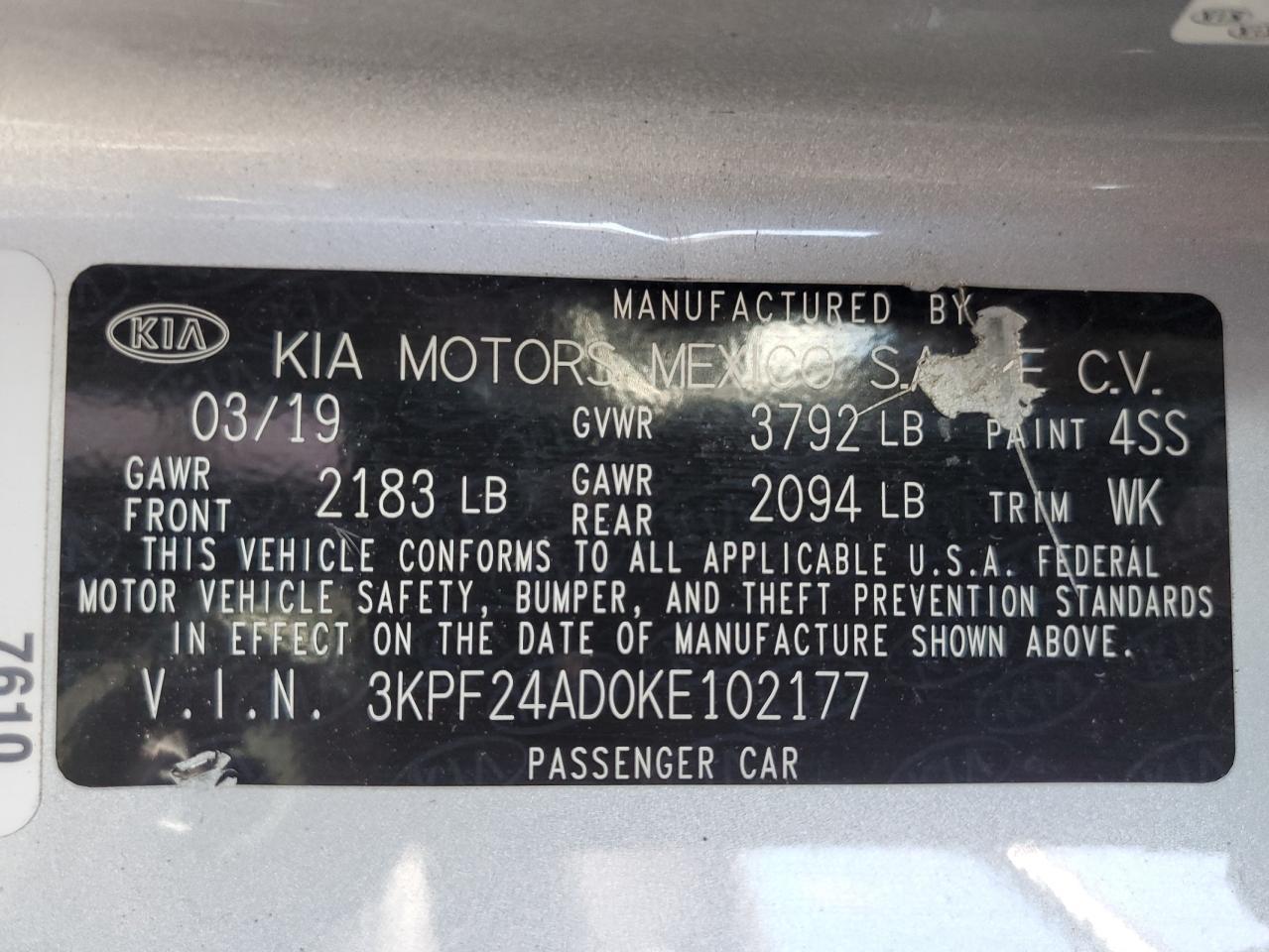 2019 KIA FORTE