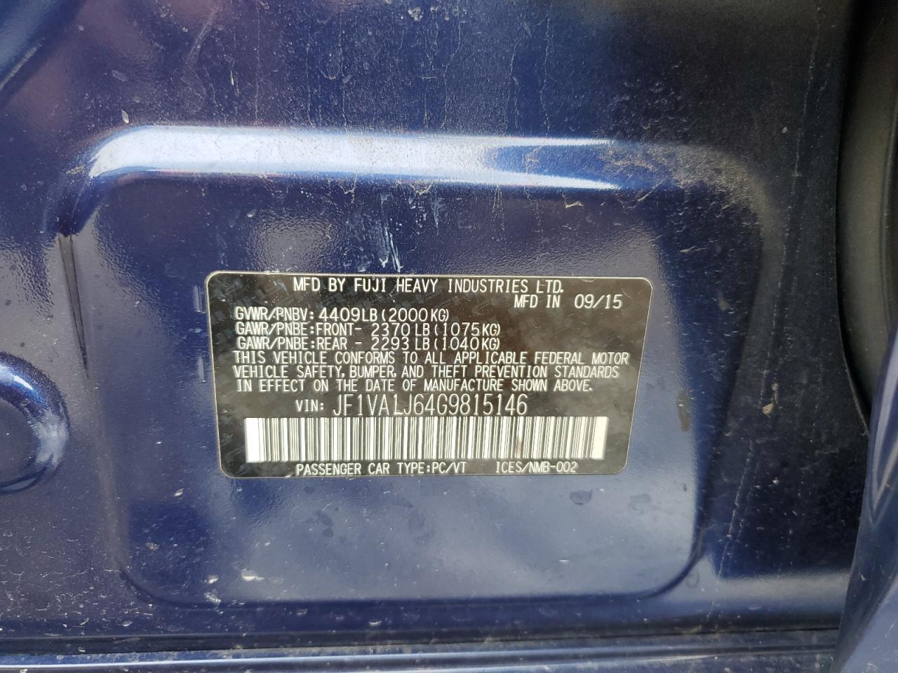 2016 SUBARU WRX