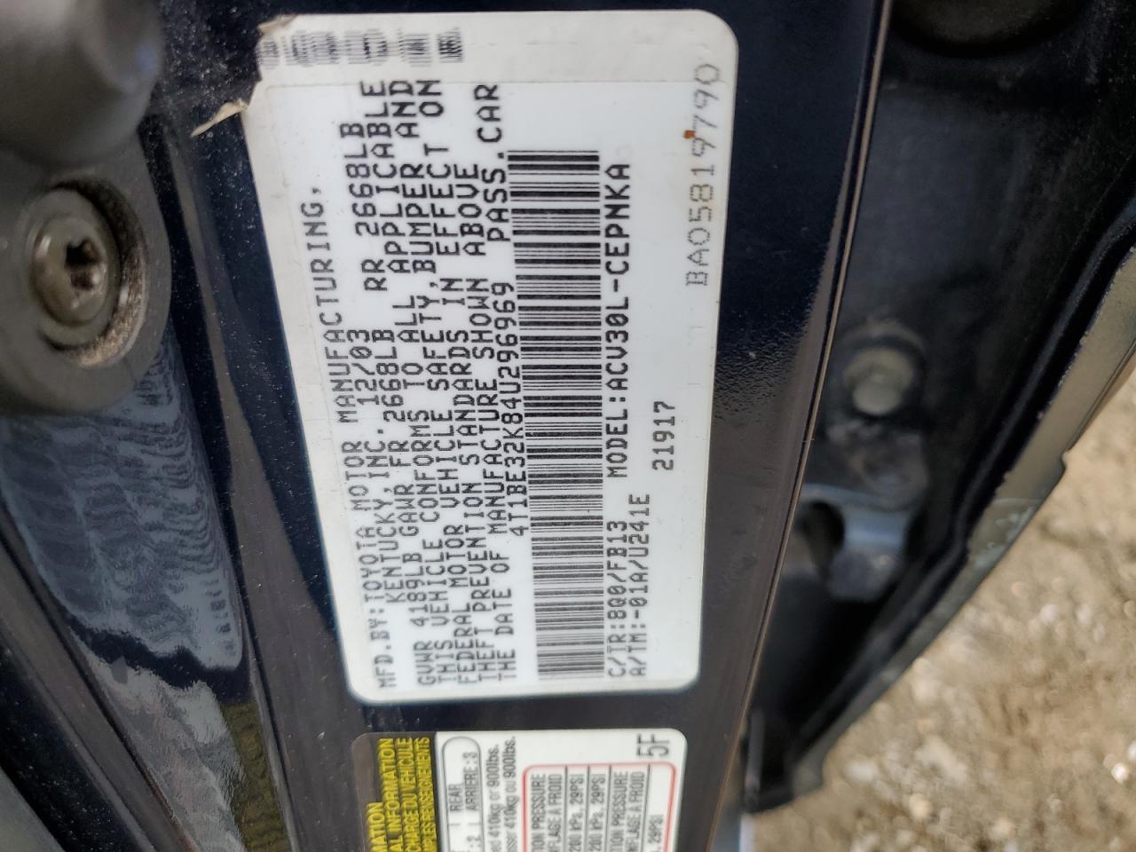 2004 TOYOTA CAMRY