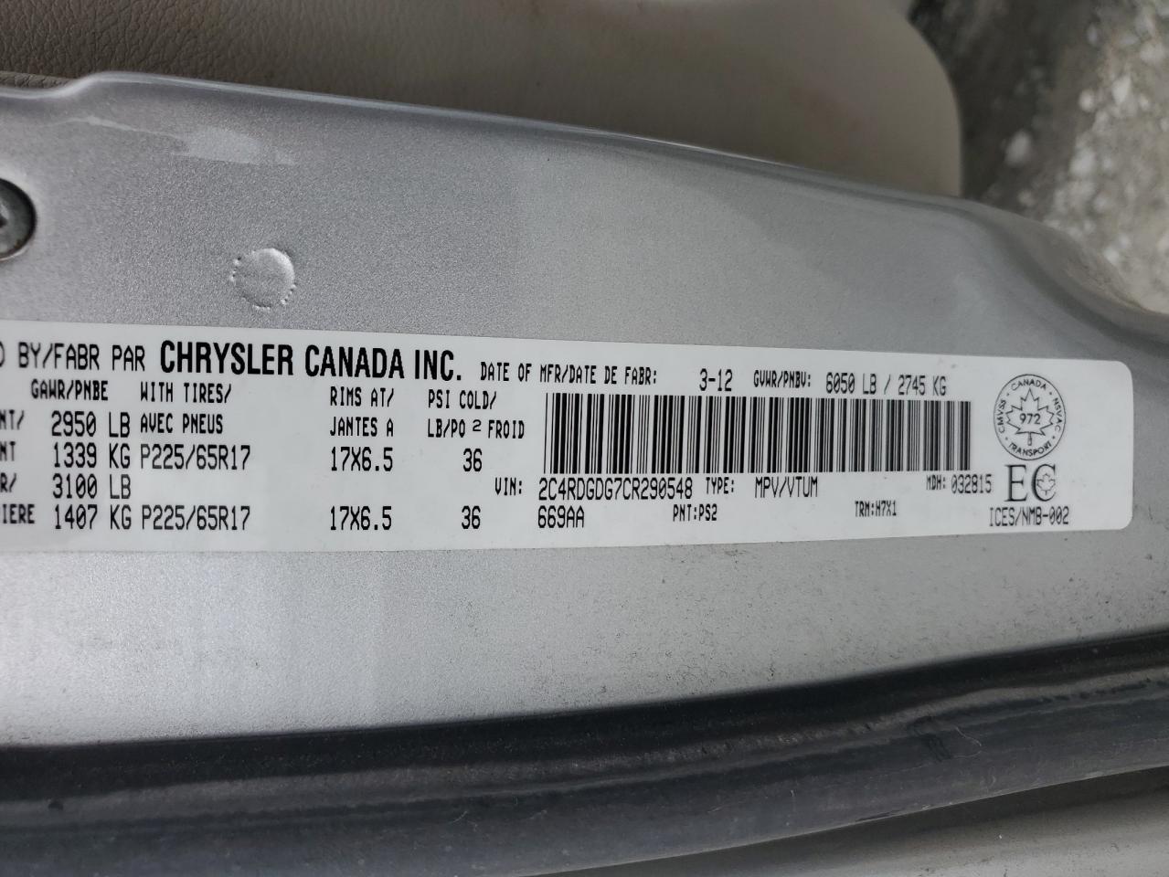 2012 DODGE GRAND CARAVAN