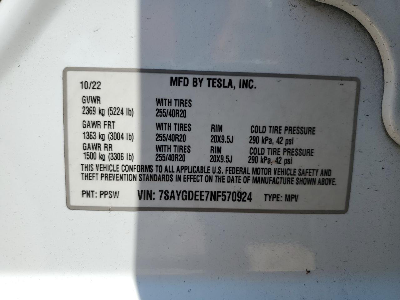 2022 TESLA MODEL Y